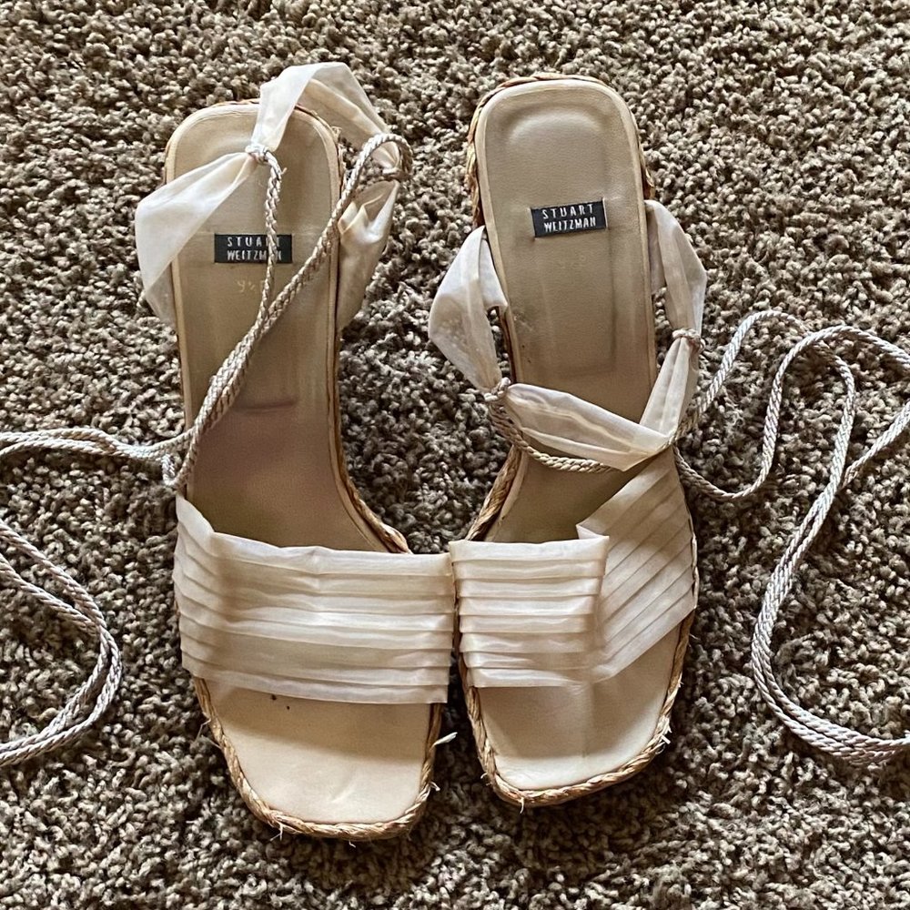 Stuart Weitzman Wedge Espadrille Wrap-Around Sandal